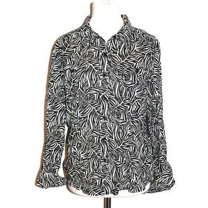 Jones New York Sport Size Large L Collared Blouse Shirt Zebra Print Career Work